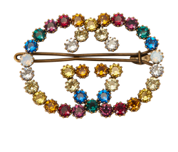 Gucci Large GG Hair Clip, Crystals/Brass, Multi, DB/B, 3*